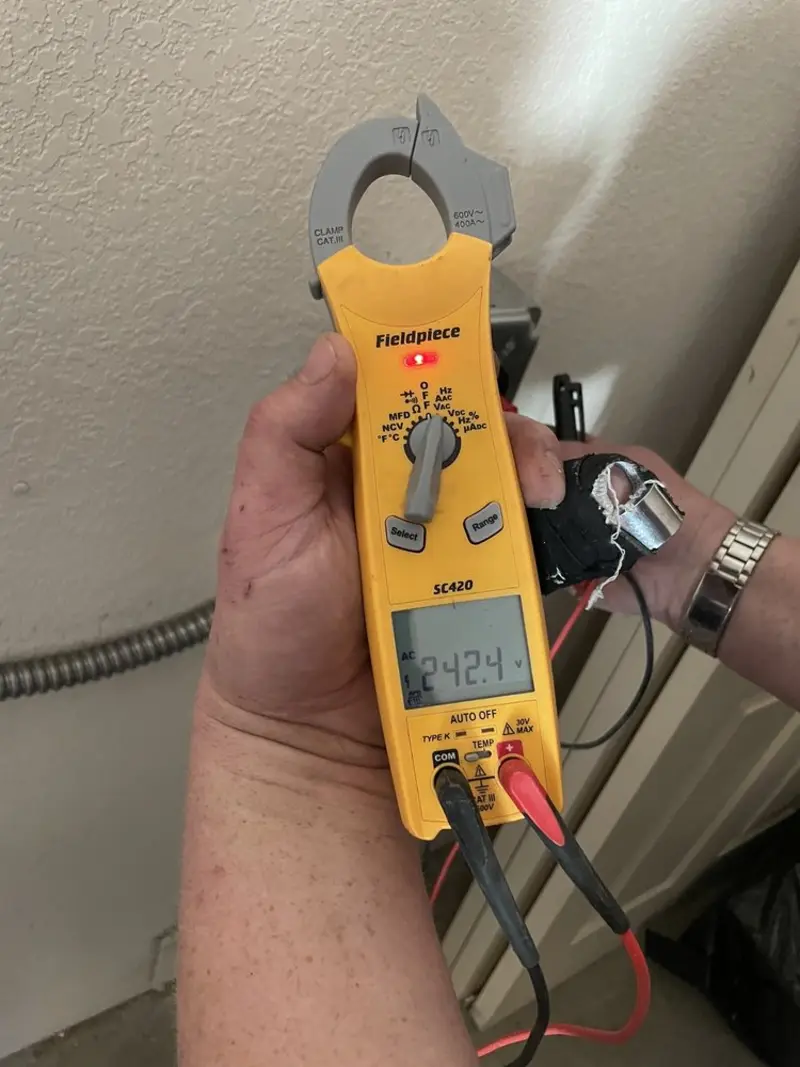 Voltage testing with clamp meter during Generator Installation in Long Hill